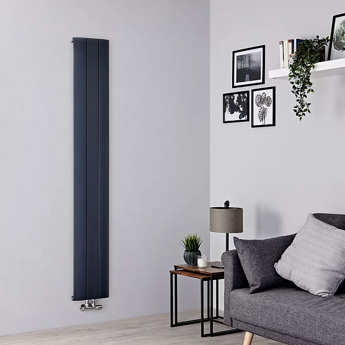 Milano Skye Aluminium Anthracite Vertical Designer Radiator 1600mm x 280mm Single Panel
