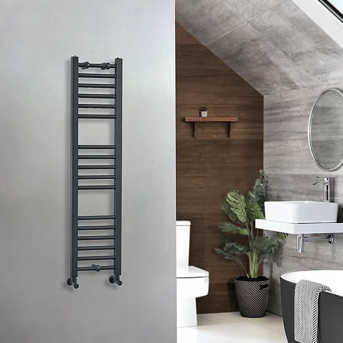 Milano Artle Anthracite Straight Heated Towel Rail 1200mm x 300mm