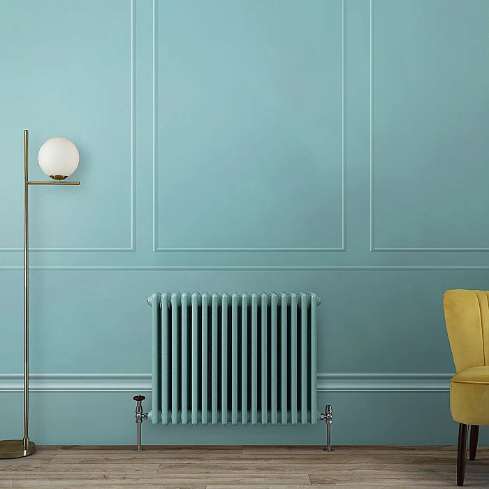 Milano Windsor Horizontal Traditional Column Radiator 3 Column 600mm x 785mm Spearmint Blue