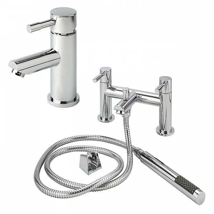 Milano Mirage Modern Basin Mixer and Bath Shower Mixer Tap Set Chrome